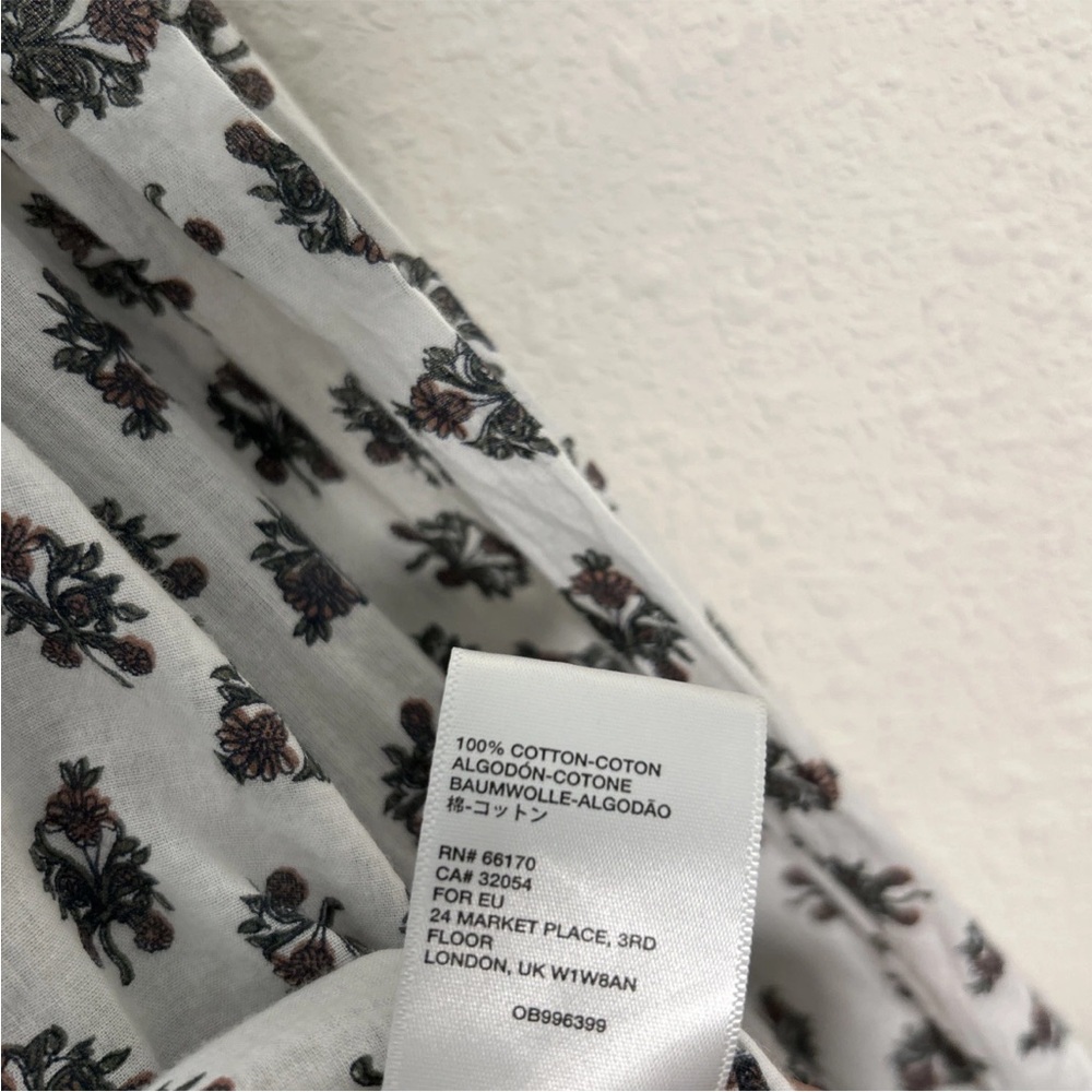 Urban Outfitters Women's Lg White Floral Cropped Top Long Sleeve Tie Closure - Picture 10 of 10